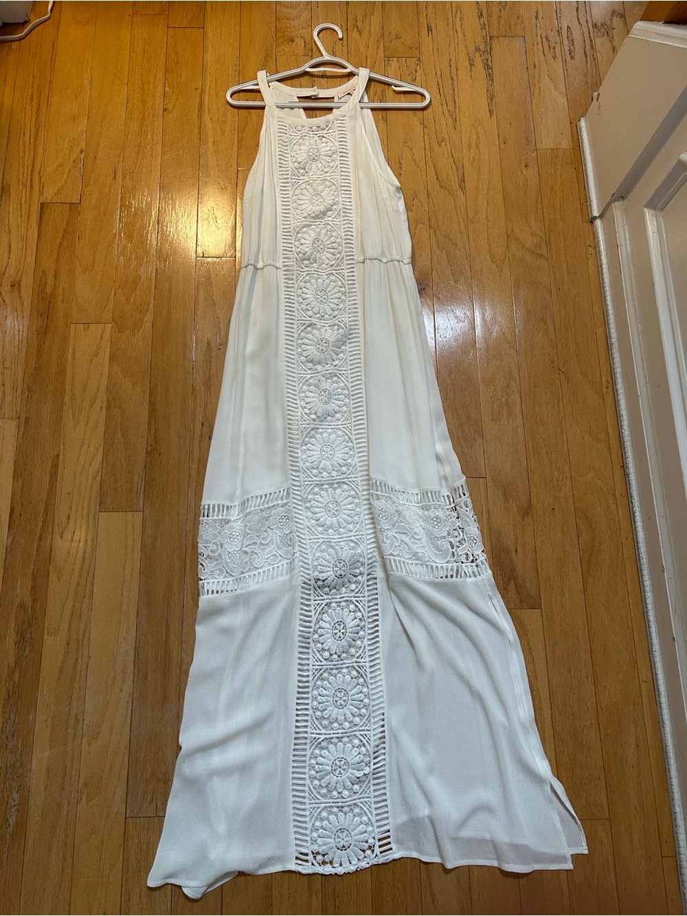 White Crochet-Trim Maxi Dress - Sleeveless